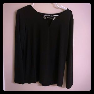 Tahari black long sleeved blouse medium